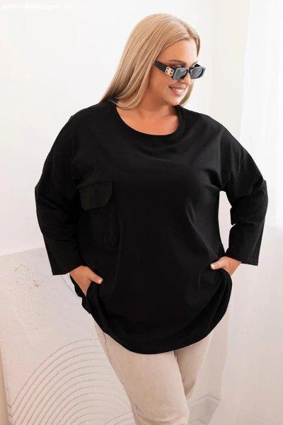 Pamut oversize blúz zsebes model 25210 fekete