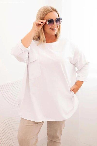 Pamut oversize blúz z mellzsebbel, 25210-as modell, fehér