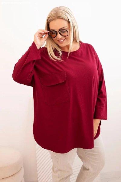 Bordó pamut oversize blúz mellzsebbel, 25210 modell