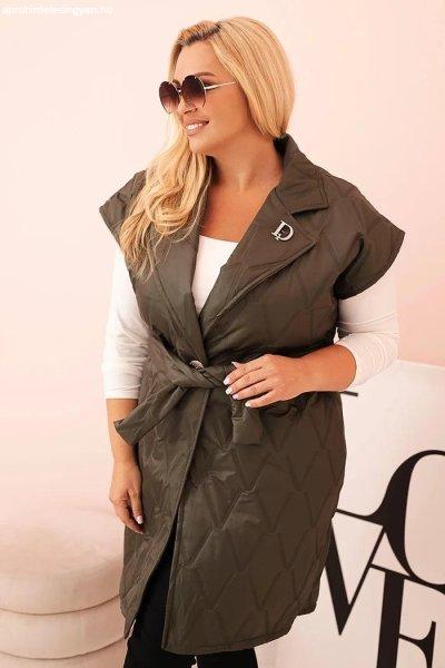 Steppelt mellény övvel és széles hajtókával, 5698-as modell, khaki
színben