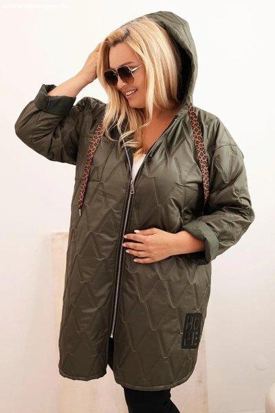 Steppelt oversize kabát kapucnival és HOPE felirattal, khaki színben