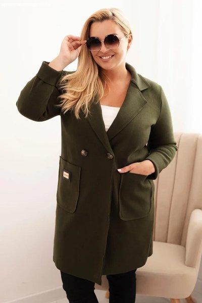 Elegáns oversize kabát nagy zsebekkel, 5274-es modell, khaki színben