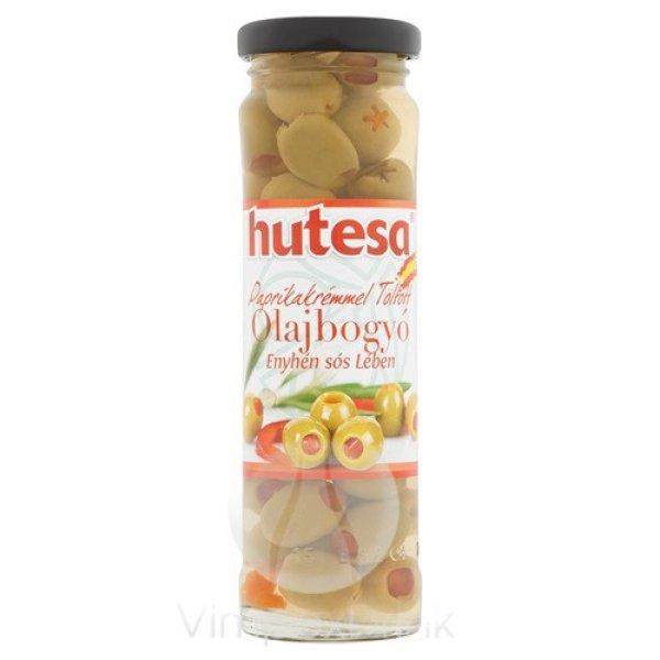 HUTESA Olajbogyó - zöld, paprikával töltött üveges 140g/60g