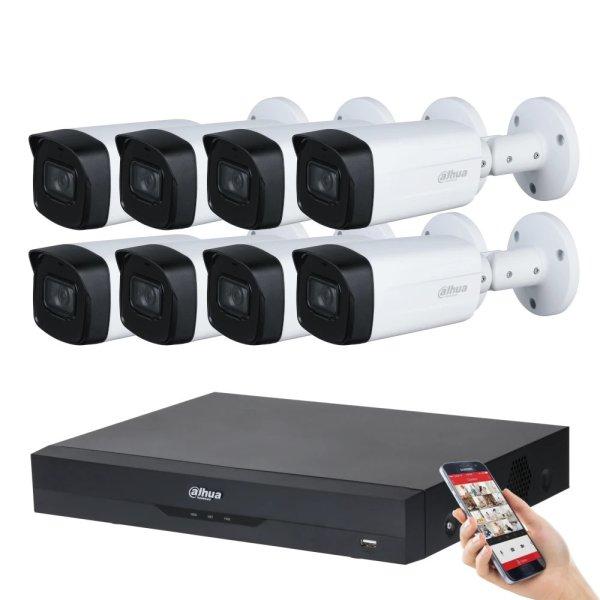 Dahua 8 kamerás 5MP kamera rendszer szett 80 méter éjjellátással