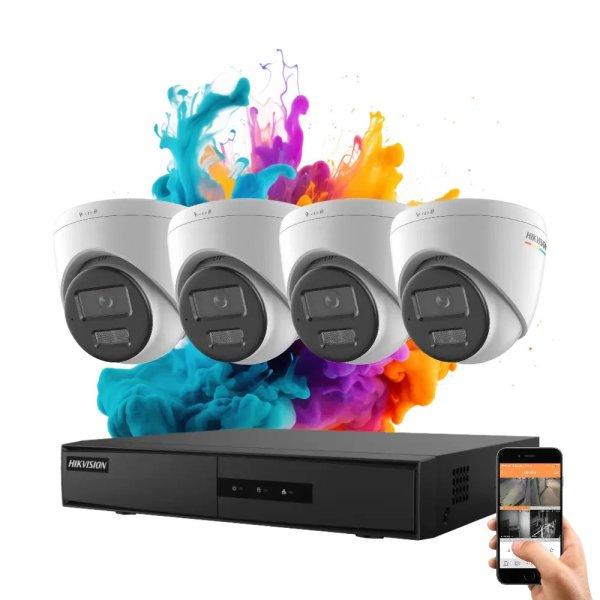 Hikvision ColorVu 4 kamerás IP dome kamera rendszer 4MP színes éjszakai
képpel