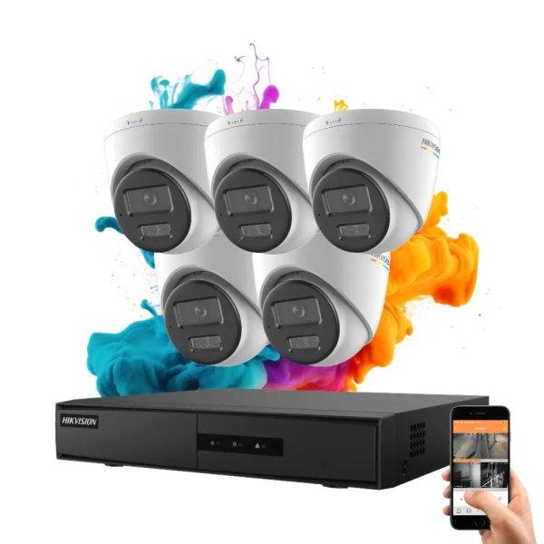 Hikvision ColorVu 5 kamerás IP dome kamera rendszer 4MP színes éjszakai
képpel