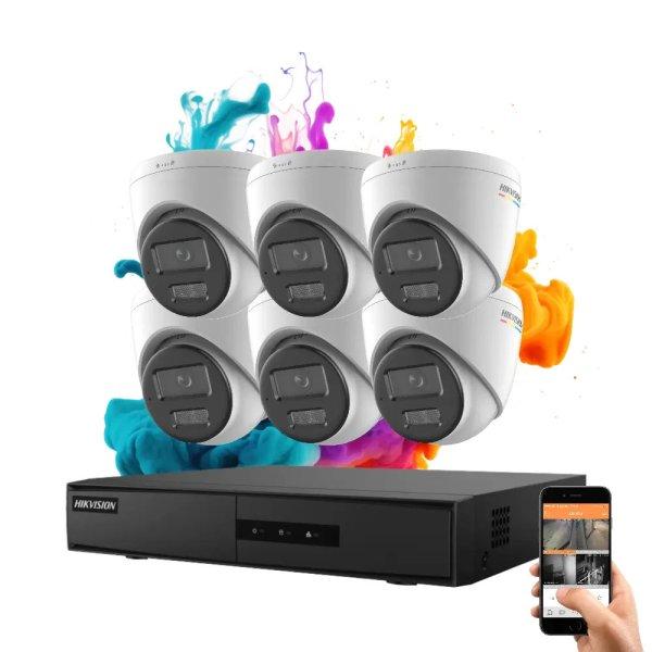 Hikvision ColorVu 6 kamerás IP dome kamera rendszer 4MP színes éjszakai
képpel