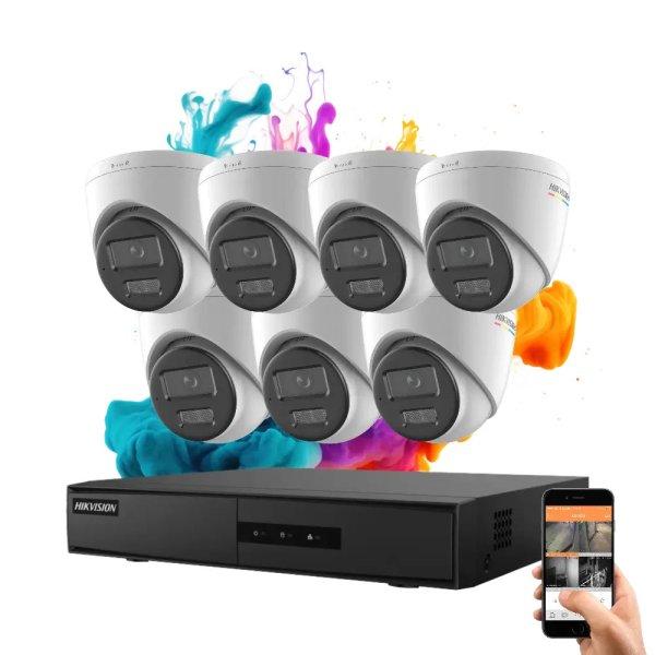 Hikvision ColorVu 7 kamerás IP dome kamera rendszer 4MP színes éjszakai
képpel