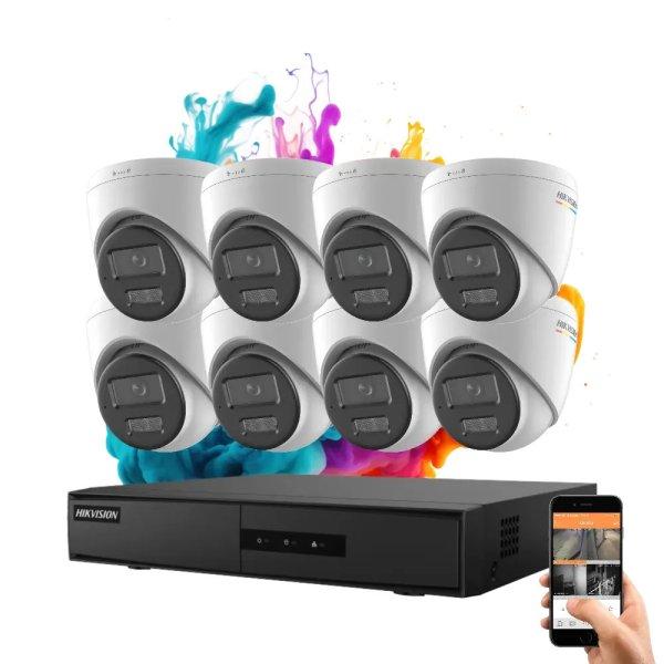 Hikvision ColorVu 8 kamerás IP dome kamera rendszer 4MP színes éjszakai
képpel