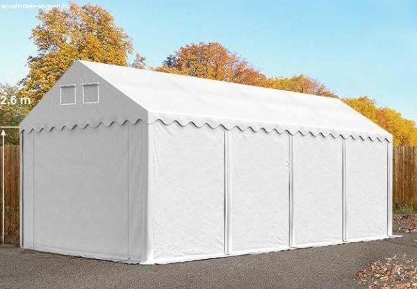 Professzionális raktársátor, tároló sátor 3x8m ponyva PVC fehér +2,6 m
oldalfalmagasság erősített szerkezettel padlókerettel
