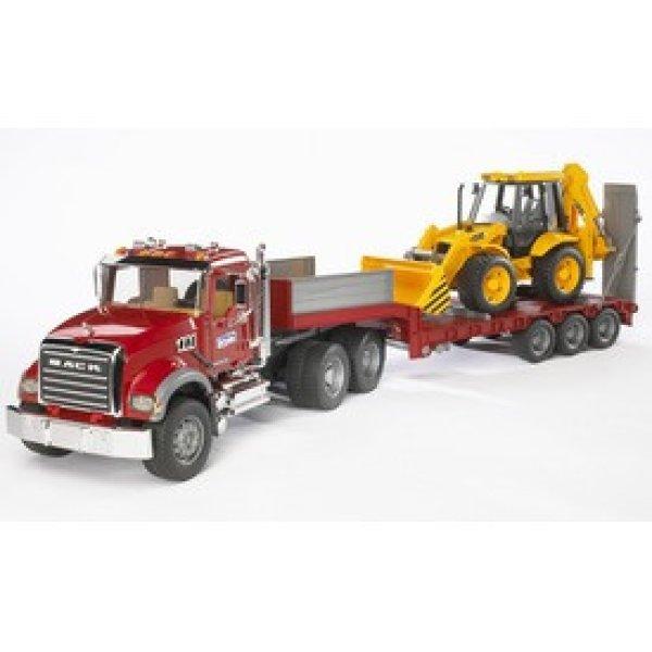 MACK Granite alacsony alvázú teherautó JCB 4CX kotrógéppel