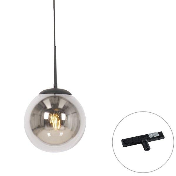 Art Deco hanglamp zwart met smoke glas incl. rail adapter 1-fase - Slimline
Flore