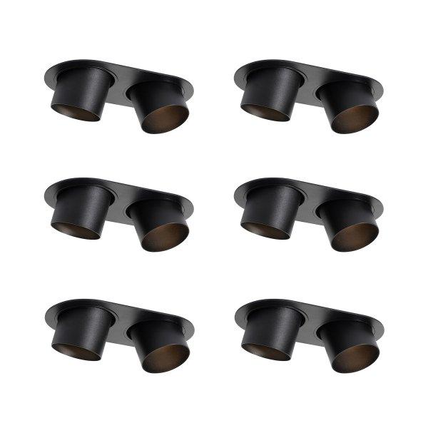 6 darabos süllyesztett spotlámpa készlet fekete GU10 70mm dönthető
2-lámpás - Installa