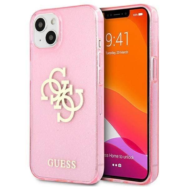 Guess GUHCP13MPCUGL4GPI iPhone 13 6.1" rózsaszín keménytok Glitter 4G
nagy logó