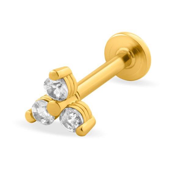 Troli Csillogó aranyozott labret piercing kristályokkal