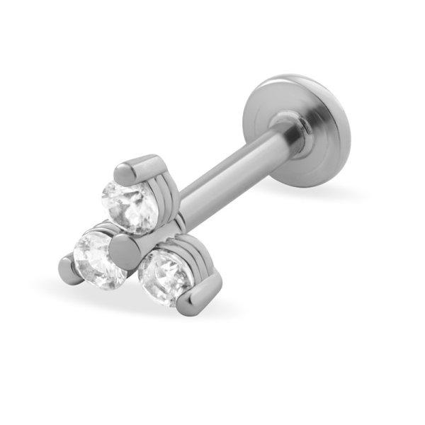 Troli Csillogó acél labret piercing kristályokkal