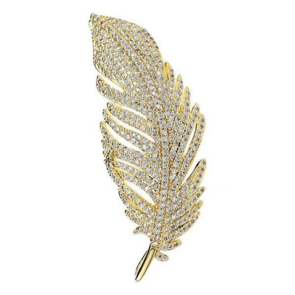 Troli Elegáns aranyozott csillogó bross Tollacska Gold