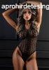 Daring Intimates Flow Net Halter Teddy Black