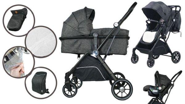 Mama Kiddies Lion Royal Edition 3az1-ben multifunkciós babakocsi
kiegészítőkkel szürke színben + Ajándék