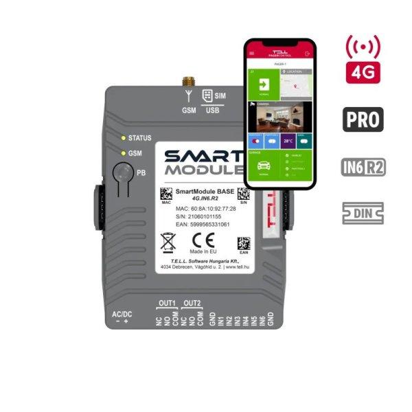 TELL Smart-Module-Base Smart Module Base 4G kommunikátor, 6 zónabemenet, 2
relés kimenet, DIN sínre szerelhető