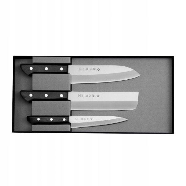 Tojiro Basic japán késkészlet – Santoku 17 cm, Nakiri 16,5 cm, Petty 13,5
cm