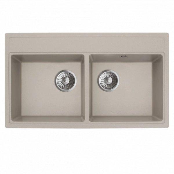 MILO METRO gránit duplamedencés mosogató 76x44 Pure sand, szifonnal