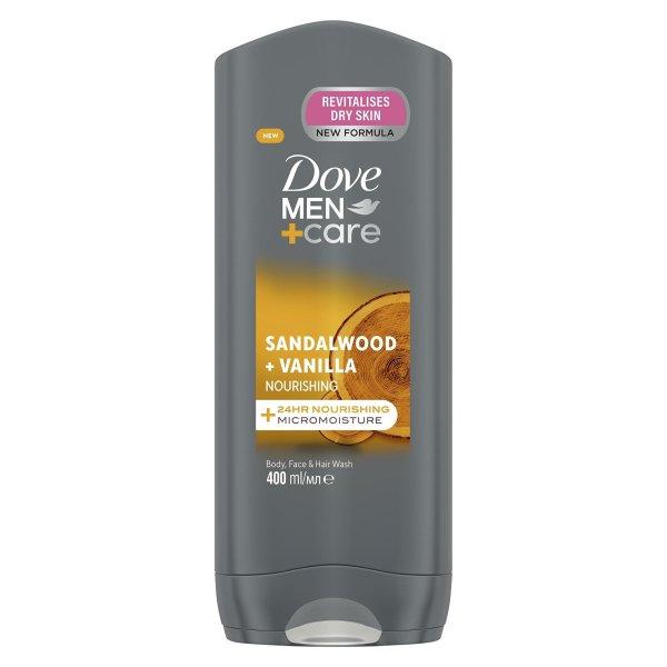 Dove Tápláló tusfürdő Men+Care Sandalwood & Vanilla (Body, Face & Hair
Wash) 400 ml