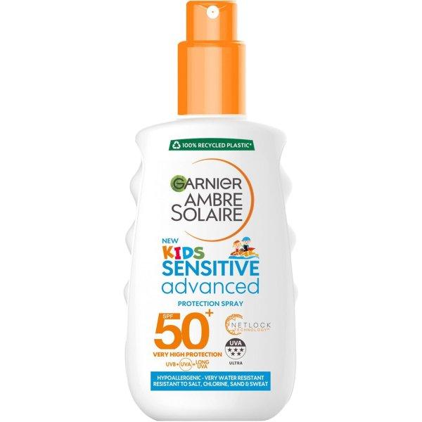 Garnier Gyermek fényvédő spray érzékeny bőrre SPF 50+ Ambre Solaire
(Protection Spray) 150 ml