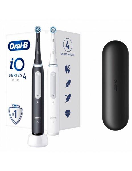 Oral B Elektromos fogkefe iO Series 4 Matt Black + Quite White Duo Pack 2 db