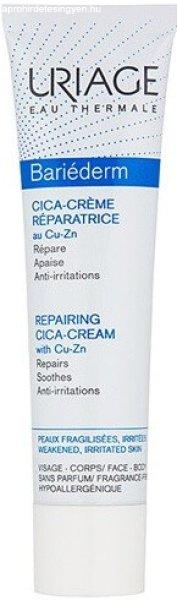Uriage Réz és cink tartalmú gyógyító krém Bariéderm Cica (Repairing
Cica-Cream With Cu-Zn) 100 ml