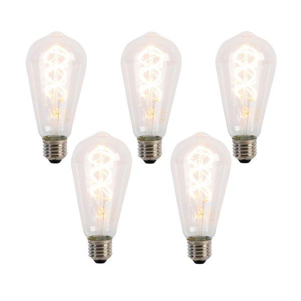 5 darabos E27 LED spirál filament izzókészlet ST64 5W 400 lm 2200K