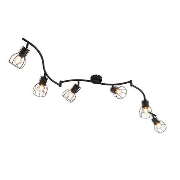 Modern fekete mennyezeti spotlámpa 145 cm 6-lámpás - Botu