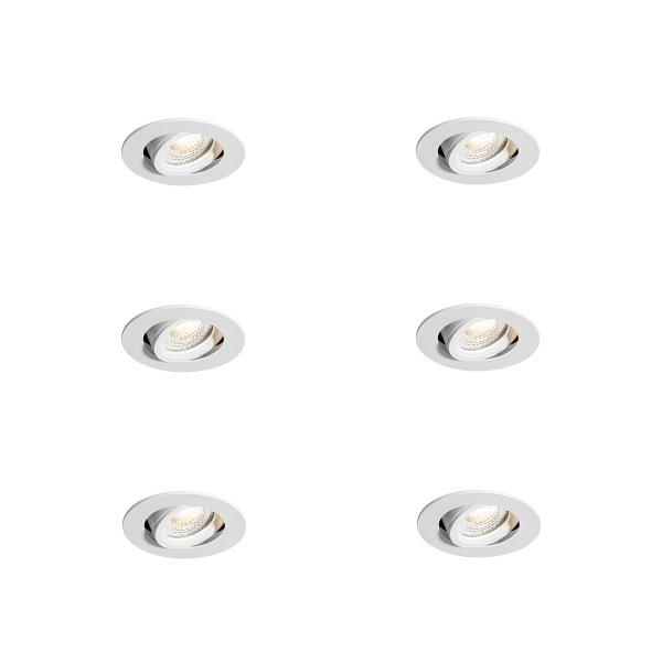 6 darabos süllyesztett spotlámpa készlet fehér dönthető 6,5 cm LED-del
IP54 Ultra Slim - Pupil