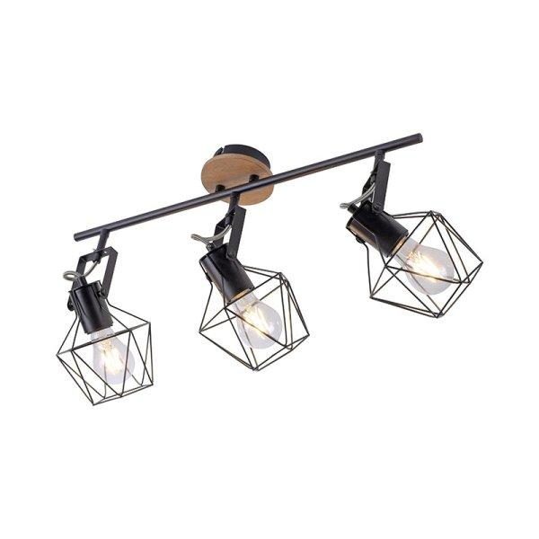 Ipari reflektor lámpa fekete fával, 3-lámpás - Sven