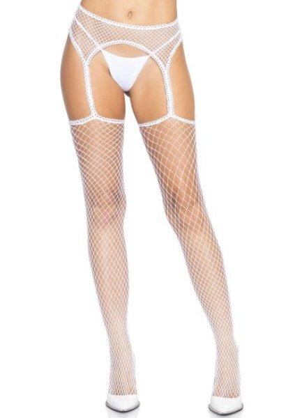 Leg Avenue Net Stockings with Trimmed Garter Belt