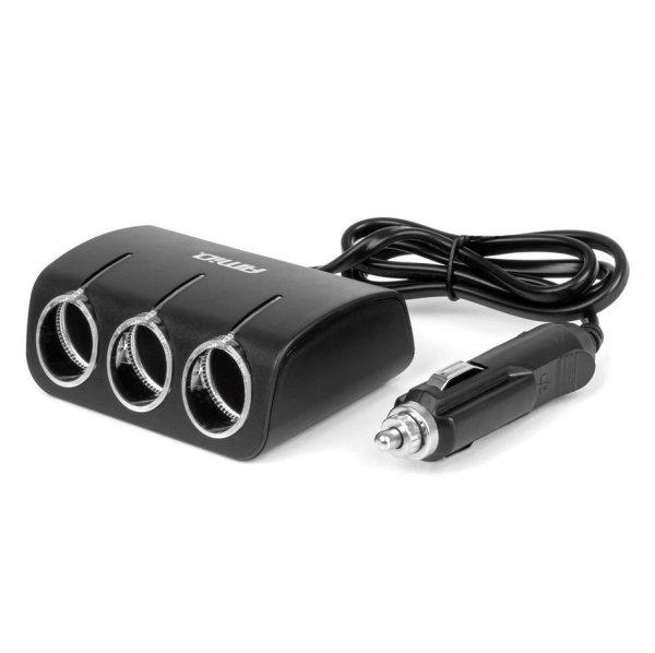 Amio, Szivargyújtó Elosztó 3-as, 80cm Hosszabbítóval, 120W 12/24V
