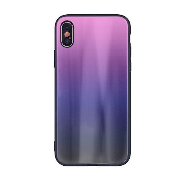 Rainbow szilikon tok üveg hátlappal - Apple iPhone 11 Pro (5.8) 2019 pink -
fekete