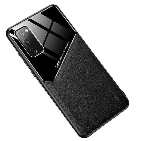 Lens tok - Apple iPhone 12 Mini 2020 (5.4) fekete üveg / bőr tok beépített
mágneskoronggal
