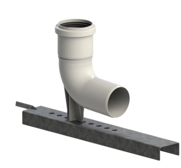 TRICOX PPs rövidített bekötő könyök 80 mm tartó sínnel