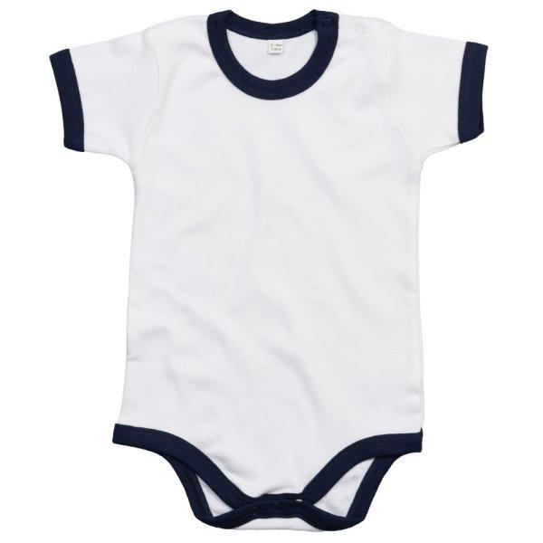 Babybugz Kétszínű rövid ujjú gyerek body - Fehér / sötétkék | 12-18
hónap