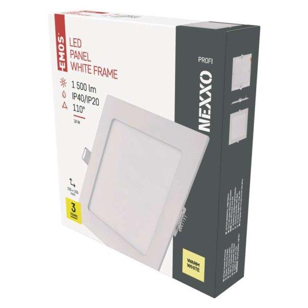 EMOS ZD2144, LED süllyesztett lámpatest NEXXO, négyzet, fehér, 18W, meleg
fehér