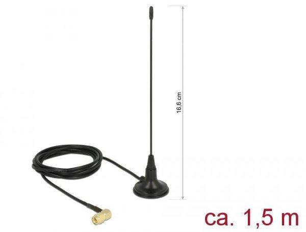 DeLock 480 MHz Antenna SMA plug 90° 2.5 dBi fixed omnidirectional with magnetic
base and connection cable RG-174 1.5 m outdoor Black