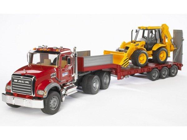 MACK Granite alacsony alvázú teherautó JCB 4CX kotrógéppel