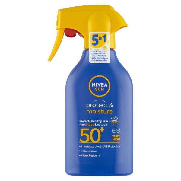 Nivea Hidratáló fényvédő spray adagolóval SPF 50+ Sun (Protect & Moisture
Spray) 270 ml