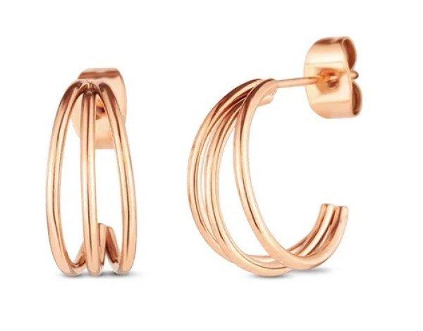 Vuch Elegáns karika fülbevaló aranyozott acélból Elegy Rose Gold
