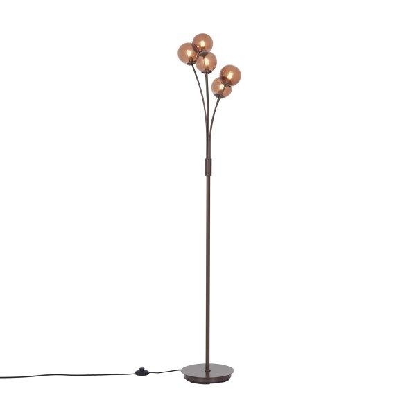 Design állólámpa bronz színű bronz üveggel, 5 égős - Athén