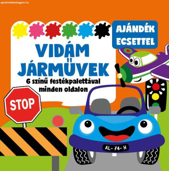 Vidám járművek - 6 színű festékpalettával minden oldalon - ajándék
ecsettel
