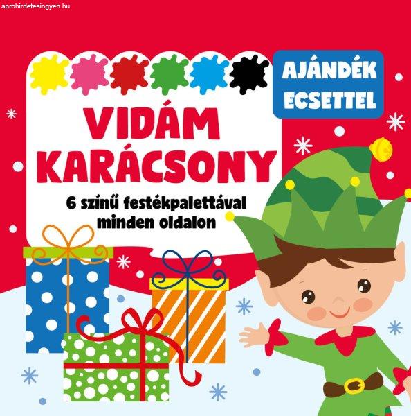 Vidám karácsony - 6 színű festékpalettával minden oldalon - ajándék
ecsettel