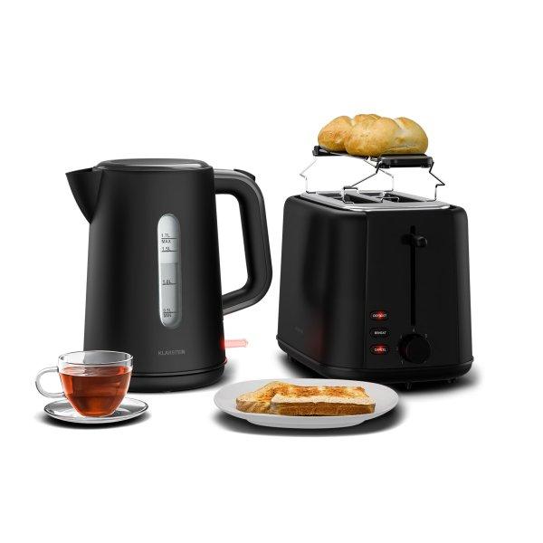 Klarstein Velaire basic reggeliző szett | 2 rekeszes kenyérpirító és
vízforraló | 800 W | 1,7 l