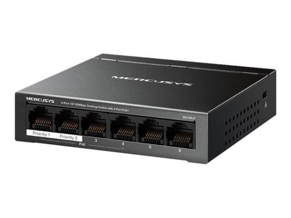 TP-LINK 6-Port 10/100 Mbps Desktop Switch with 4-Port PoE+ PORT 4x 10/100 Mbps
PoE+ Ports 2x 10/100 Mbps Non-PoE Ports